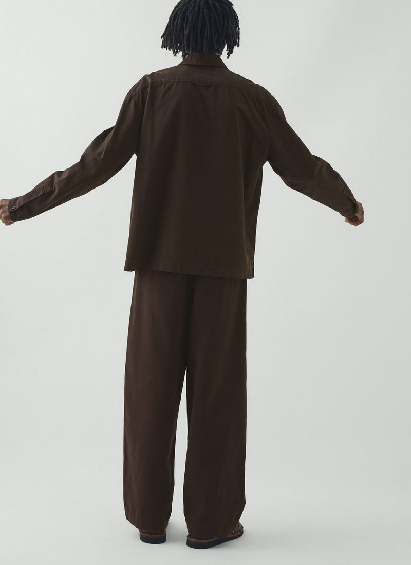 Bill Cotton Canvas Wide Leg Trousers | Mahogany