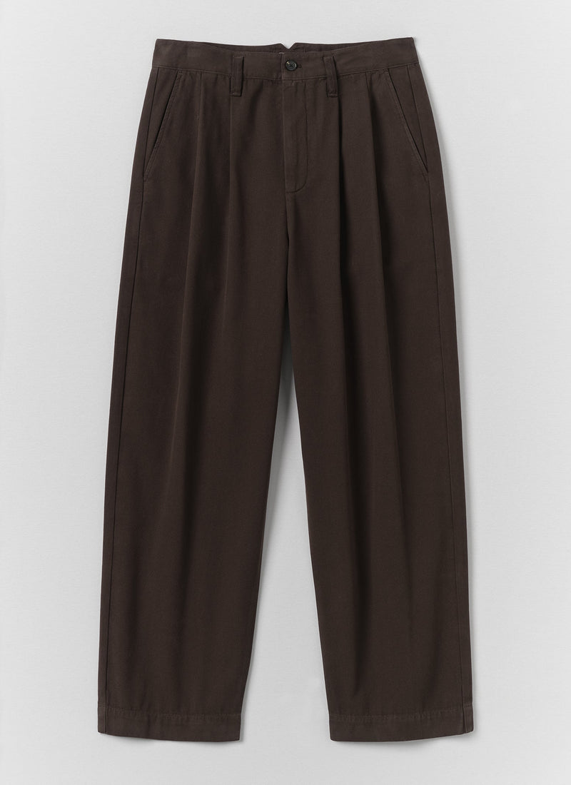 Bill Cotton Canvas Wide Leg Trousers | Mahogany