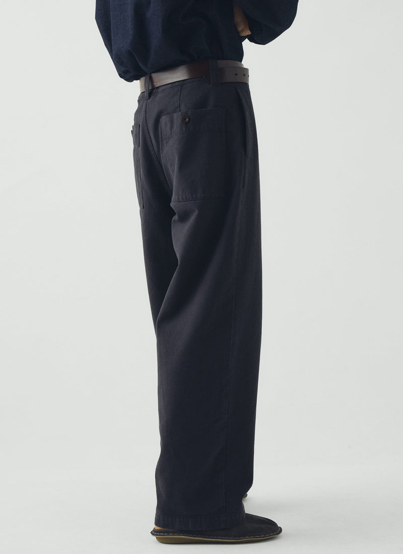 Jude Cotton Canvas Wide Leg Trouser | Dark Steel