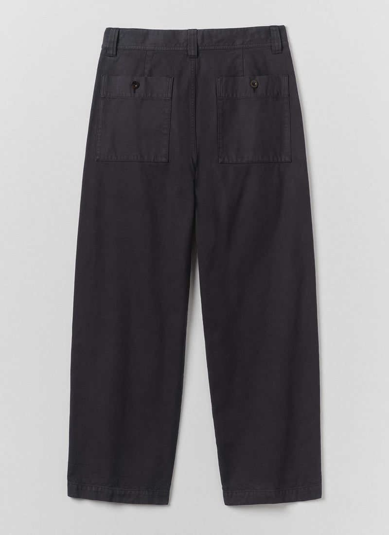 Jude Cotton Canvas Wide Leg Trouser | Dark Steel