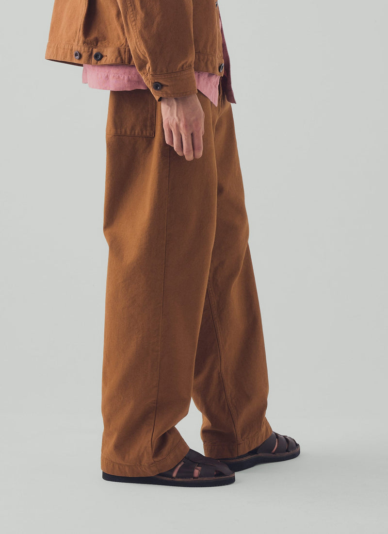 Jude Cotton Canvas Wide Leg Trouser | Brown Anise
