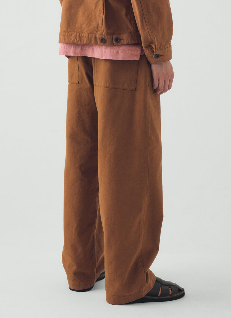 Jude Cotton Canvas Wide Leg Trouser | Brown Anise