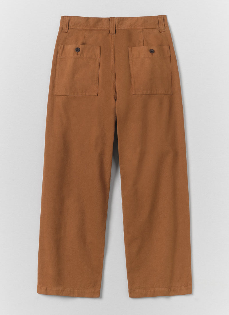 Jude Cotton Canvas Wide Leg Trouser | Brown Anise