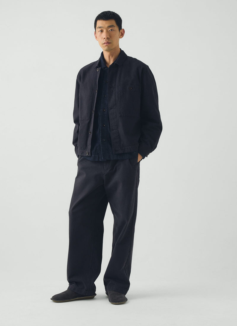 Jude Cotton Canvas Wide Leg Trouser | Dark Steel