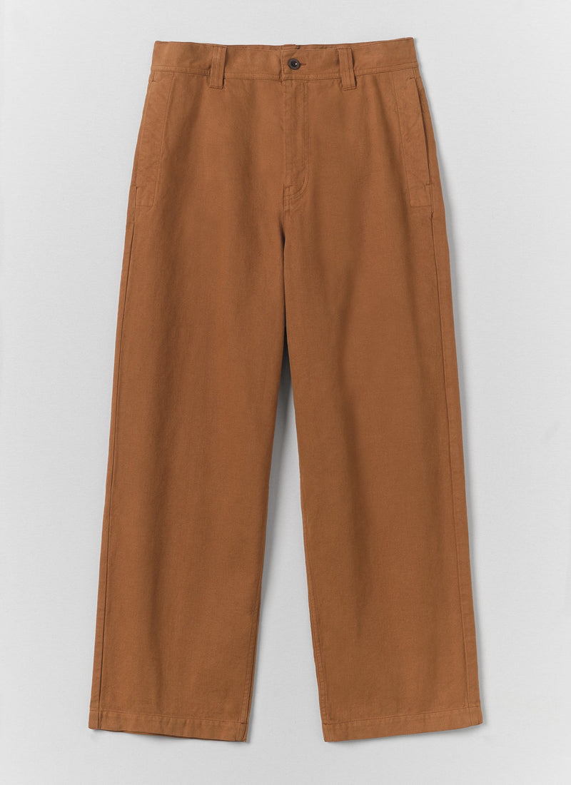 Jude Cotton Canvas Wide Leg Trouser | Brown Anise