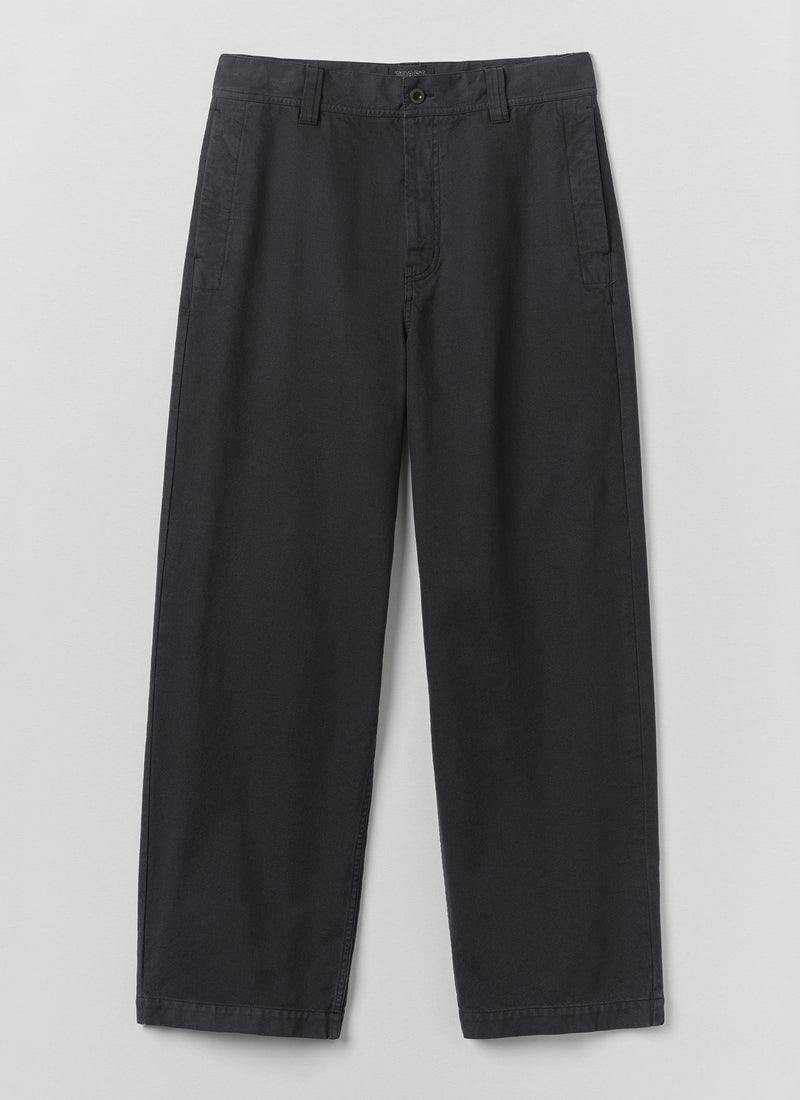 Jude Cotton Canvas Wide Leg Trouser | Dark Steel