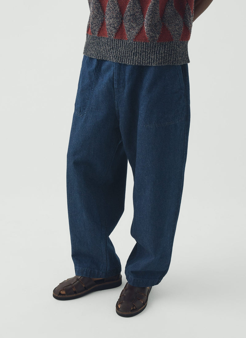 Gabriel Cotton Linen Denim Trousers | Indigo