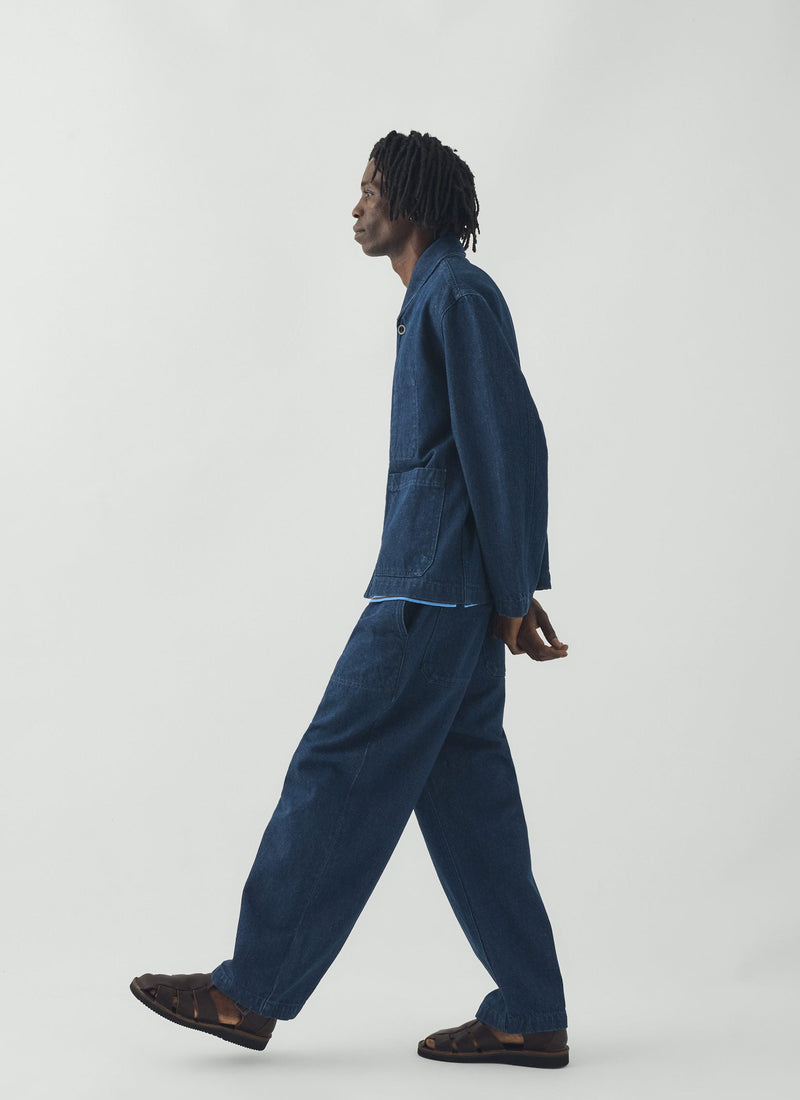 Gabriel Cotton Linen Denim Trousers | Indigo