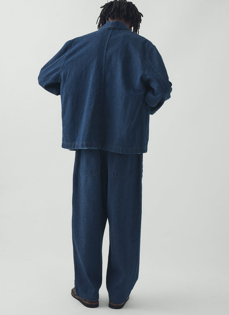 Gabriel Cotton Linen Denim Trousers | Indigo