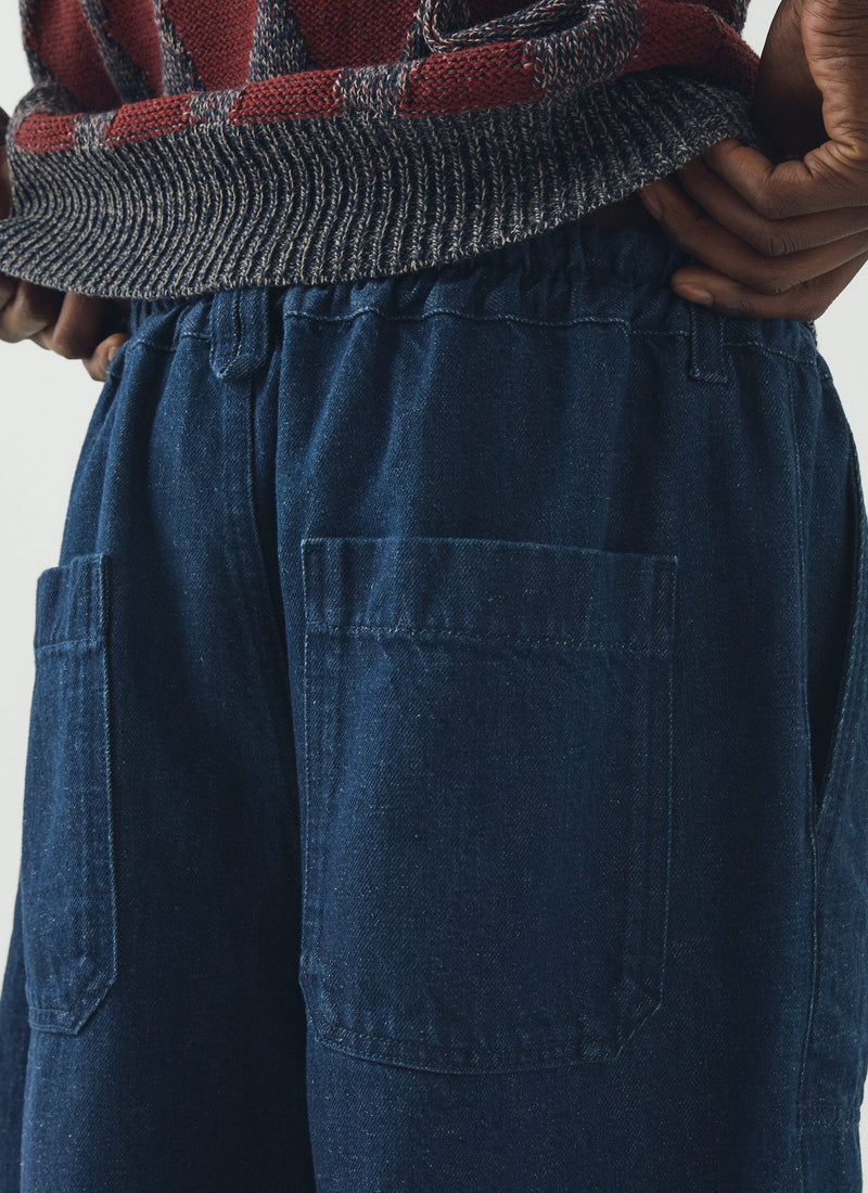 Gabriel Cotton Linen Denim Trousers | Indigo