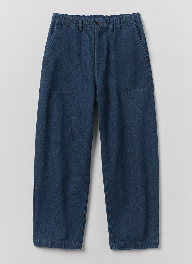 Gabriel Cotton Linen Denim Trousers | Indigo