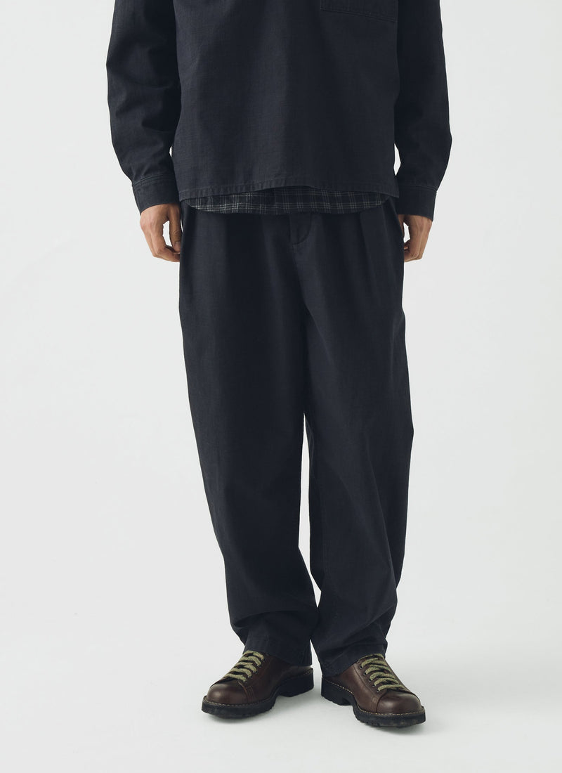 Casper Pigment Dye Cotton Trousers | Blue Black