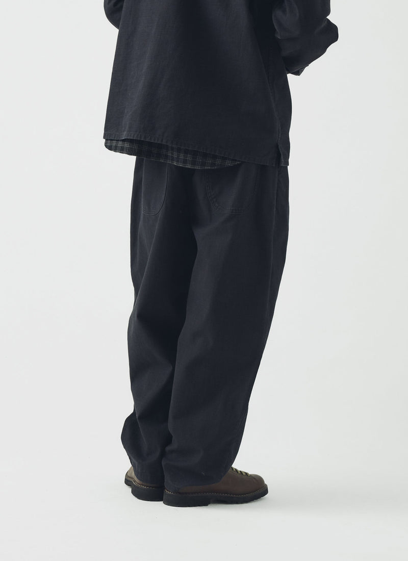 Casper Pigment Dye Cotton Trousers | Blue Black