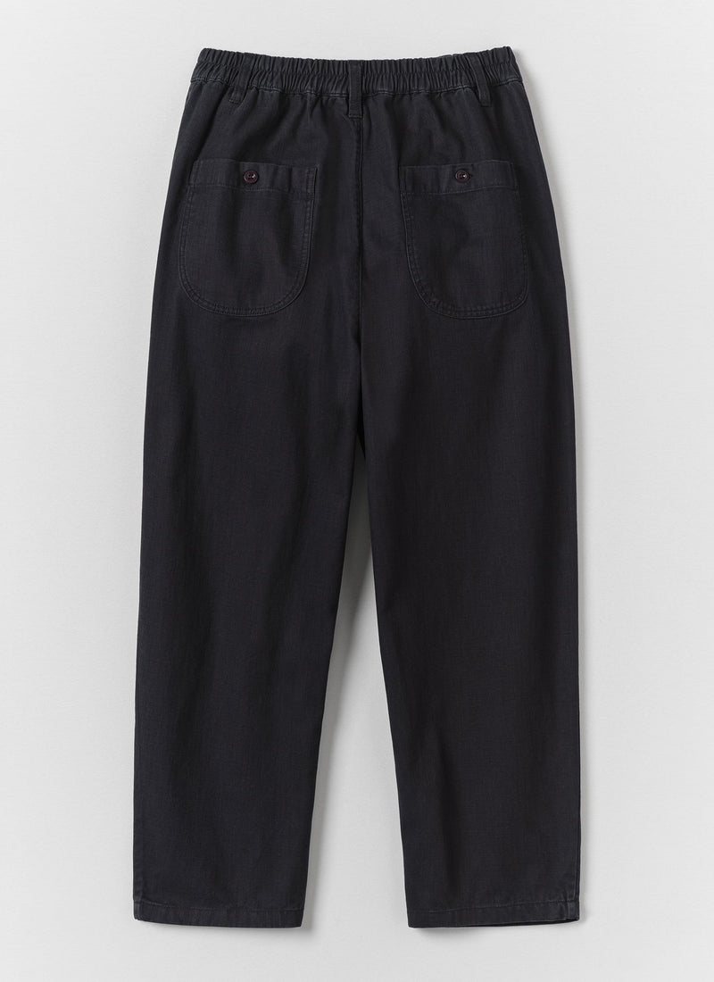 Casper Pigment Dye Cotton Trousers | Blue Black