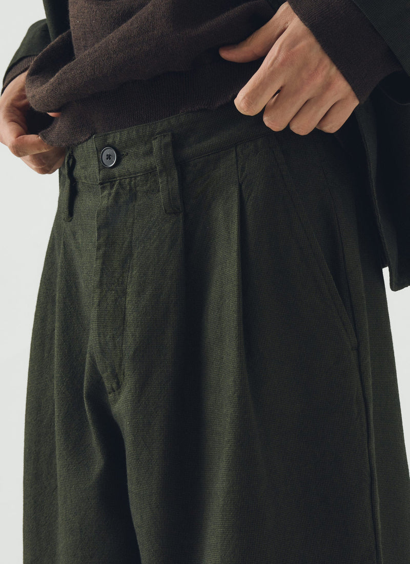 Bill Overdyed Micro Houndstooth Trousers | Grey Olive