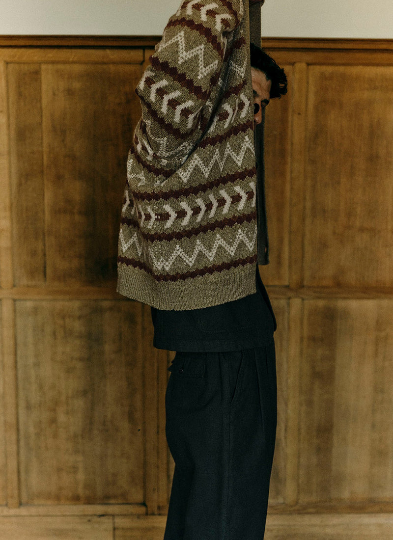 Bill Overdyed Micro Houndstooth Trousers | Grey Olive