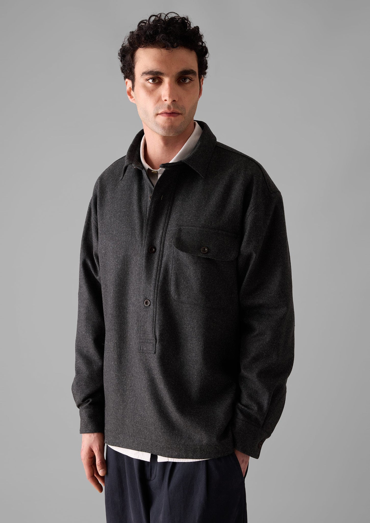 Wool Cashmere Overshirt | Charcoal