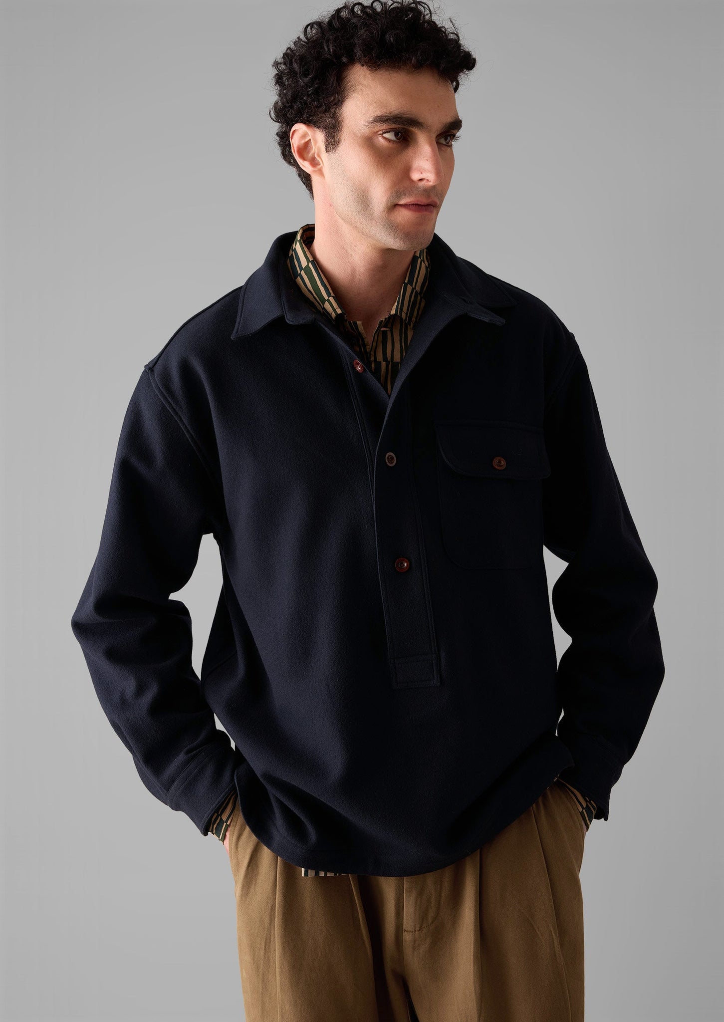 Wool Cashmere Overshirt | Navy