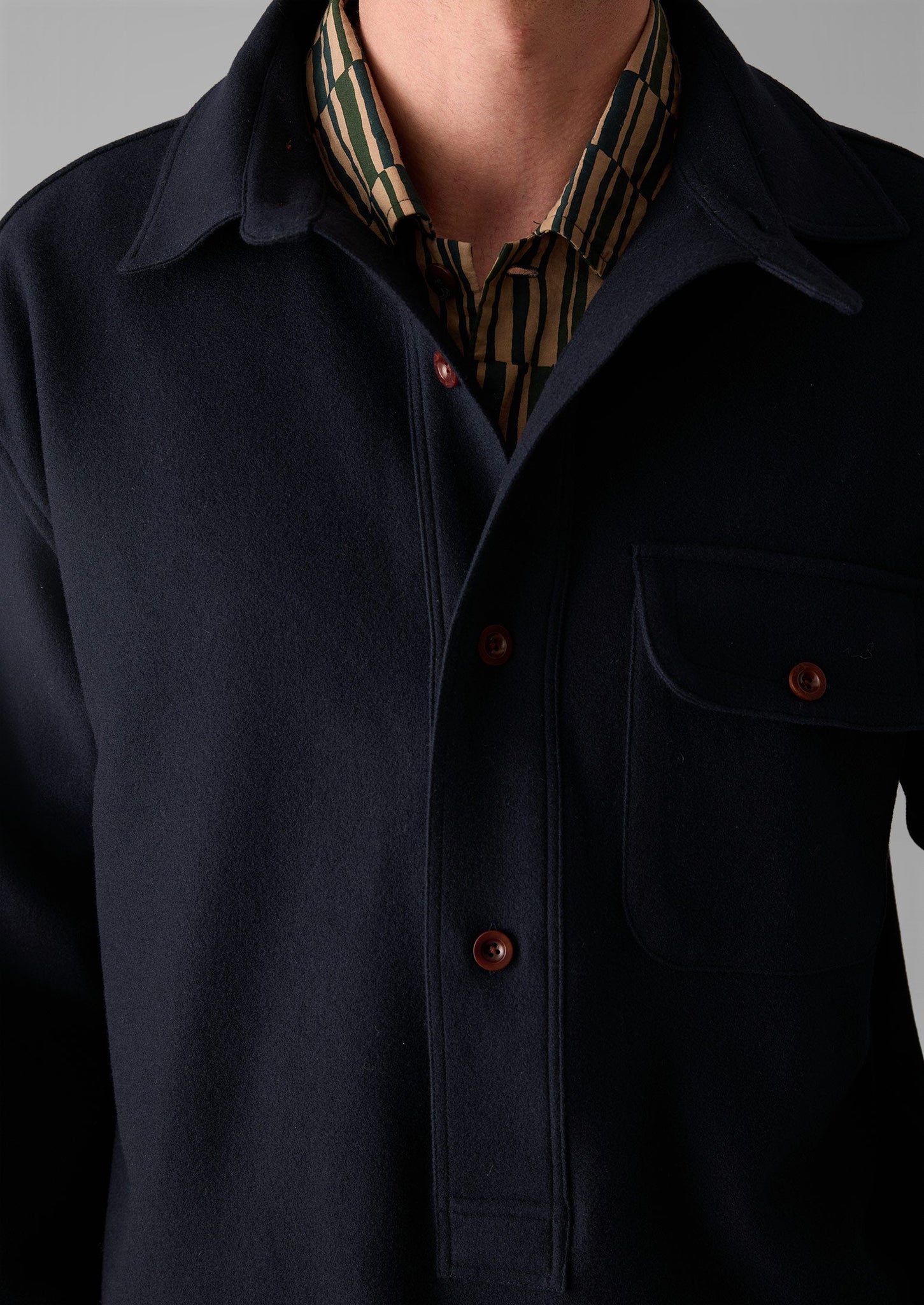 Wool Cashmere Overshirt | Navy