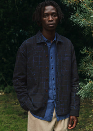 Overdyed Check Workwear Shirt | Neptune Blue