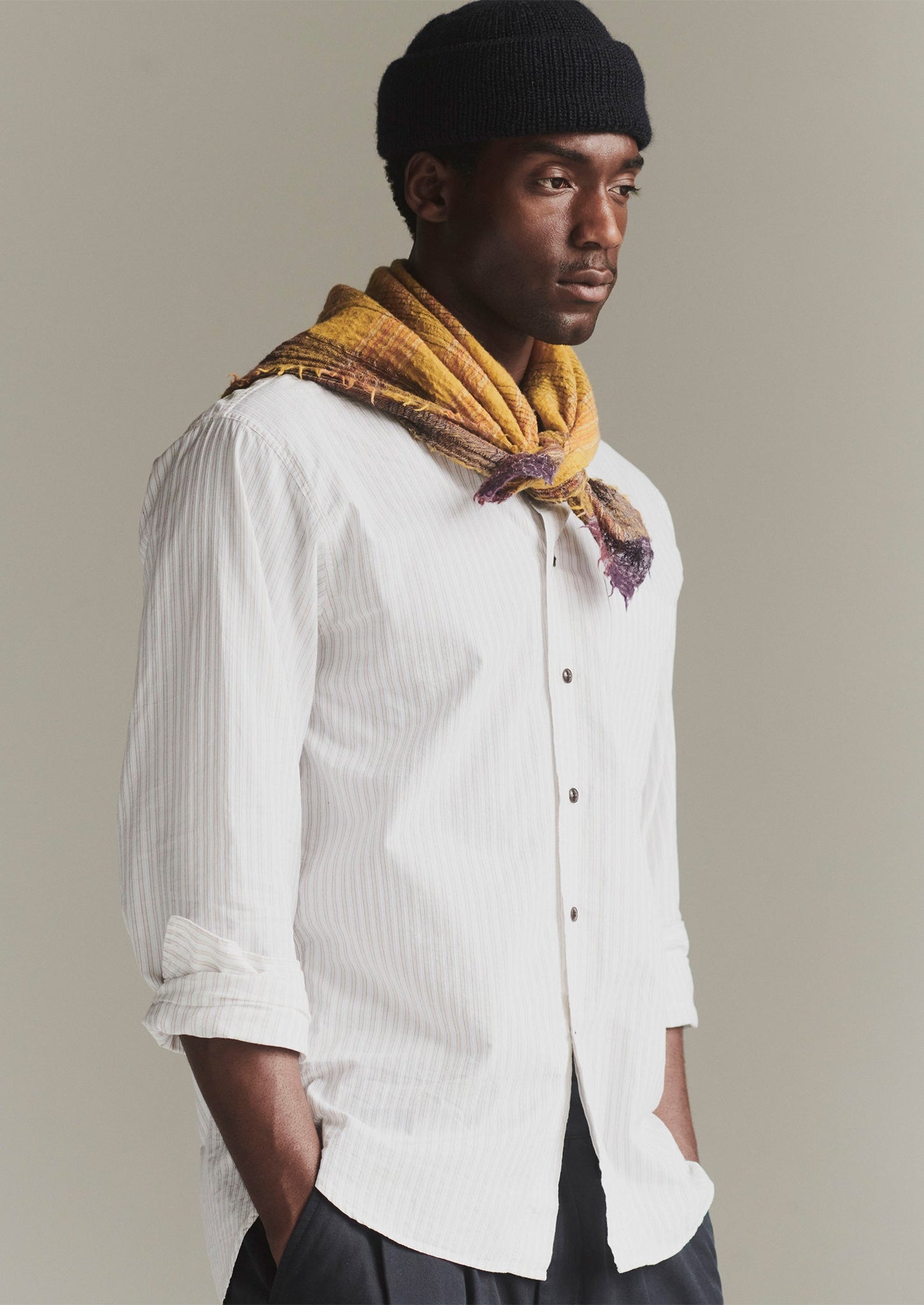 Jacquard Stripe Shirt | Shale Stone