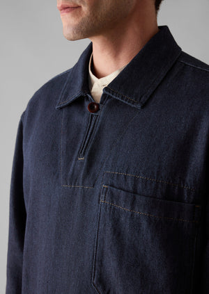 Cotton Hemp Denim Smock Shirt | Indigo