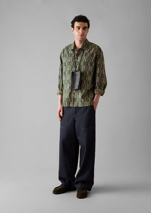 Block Print Irregular Check Shirt | Golden Sand