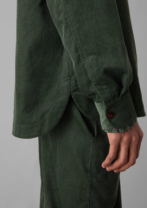 Point Collar Organic Cord Shirt | Dark Mineral Green