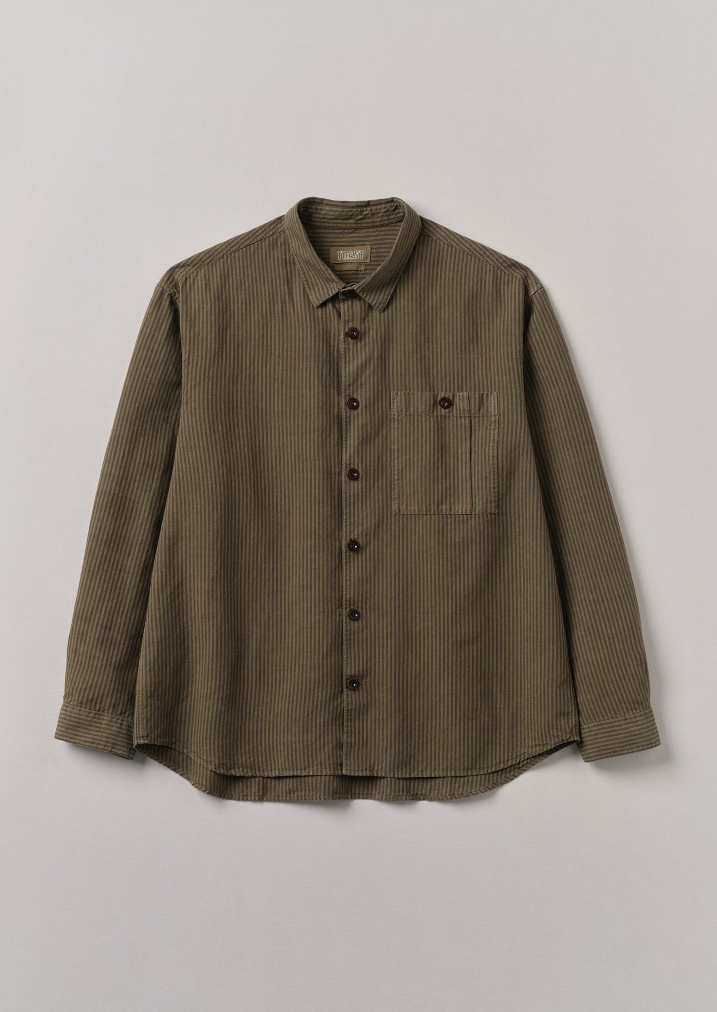 Garment Dyed Stripe Workwear Shirt | Fawn