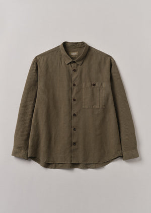 Garment Dyed Stripe Workwear Shirt | Fawn