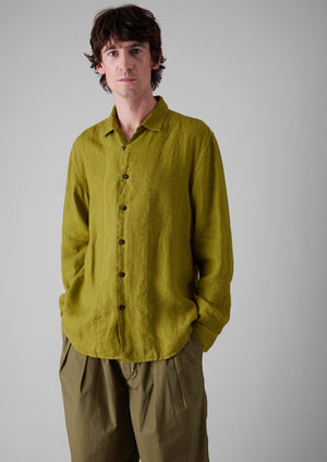 Loop Button Linen Shirt | Olivine