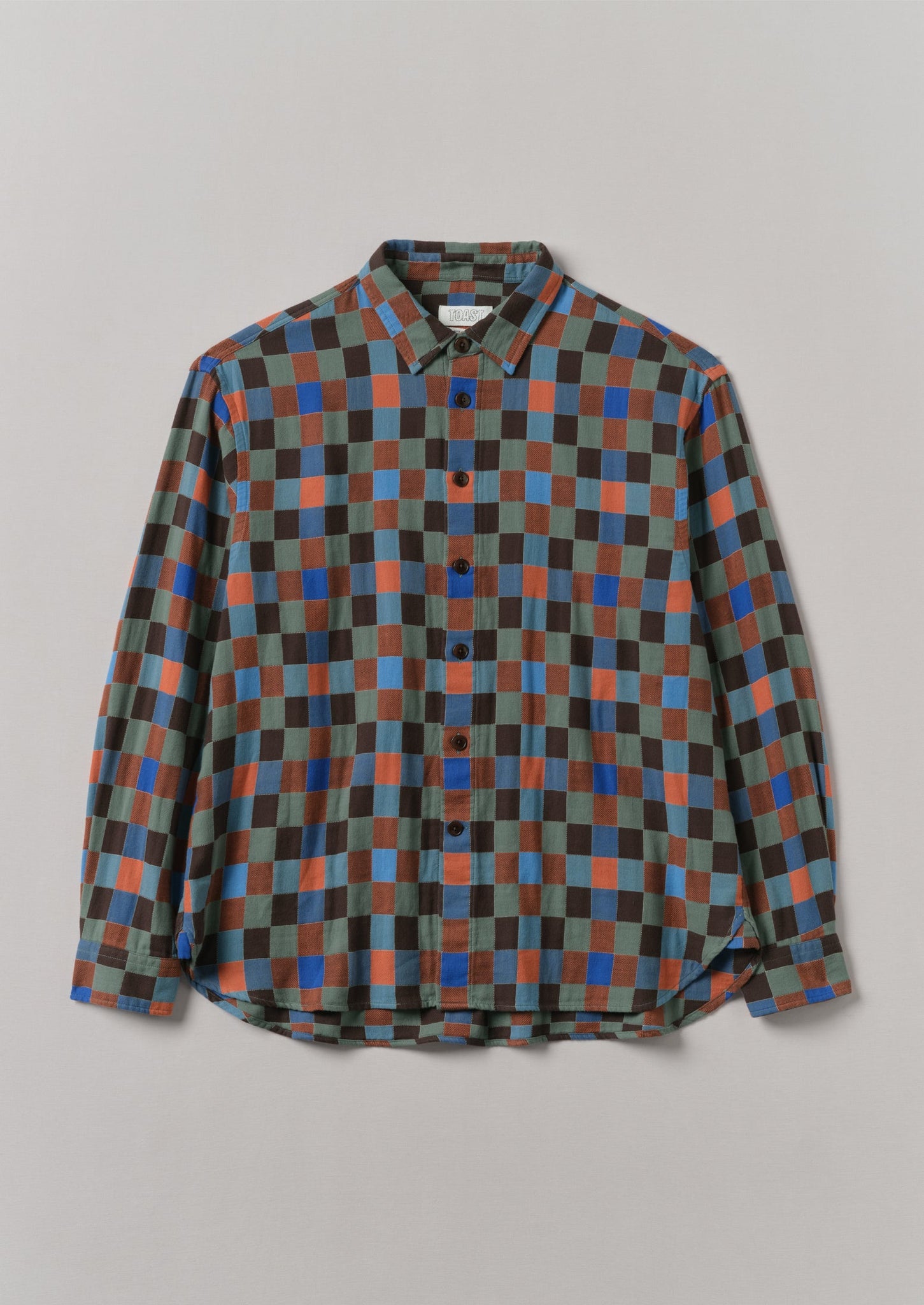 Cubic Check Cotton Shirt | Blue/Bordo