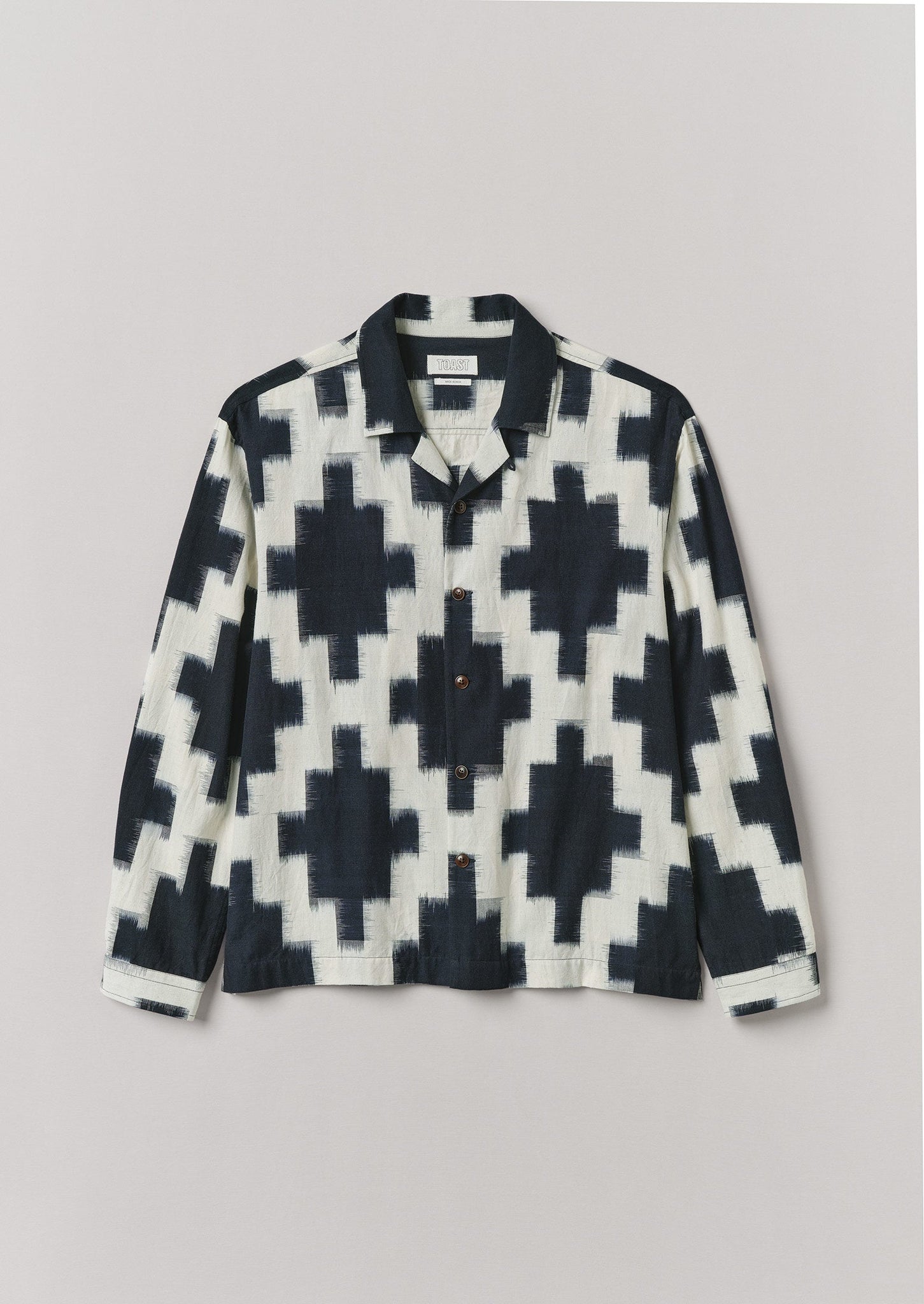 Camp Collar Ikat Shirt | Navy/Ecru