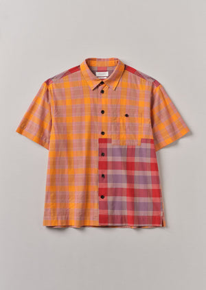 Panelled Check Cotton Shirt | Multi
