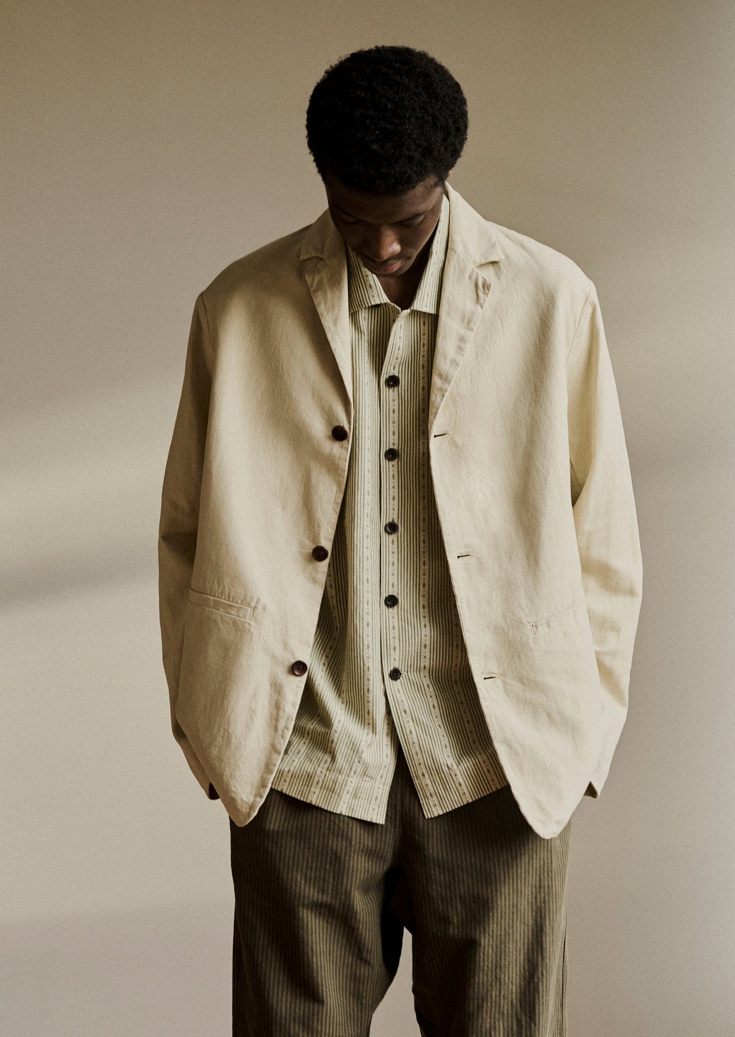 Kite Stripe Cotton Shirt | Olive