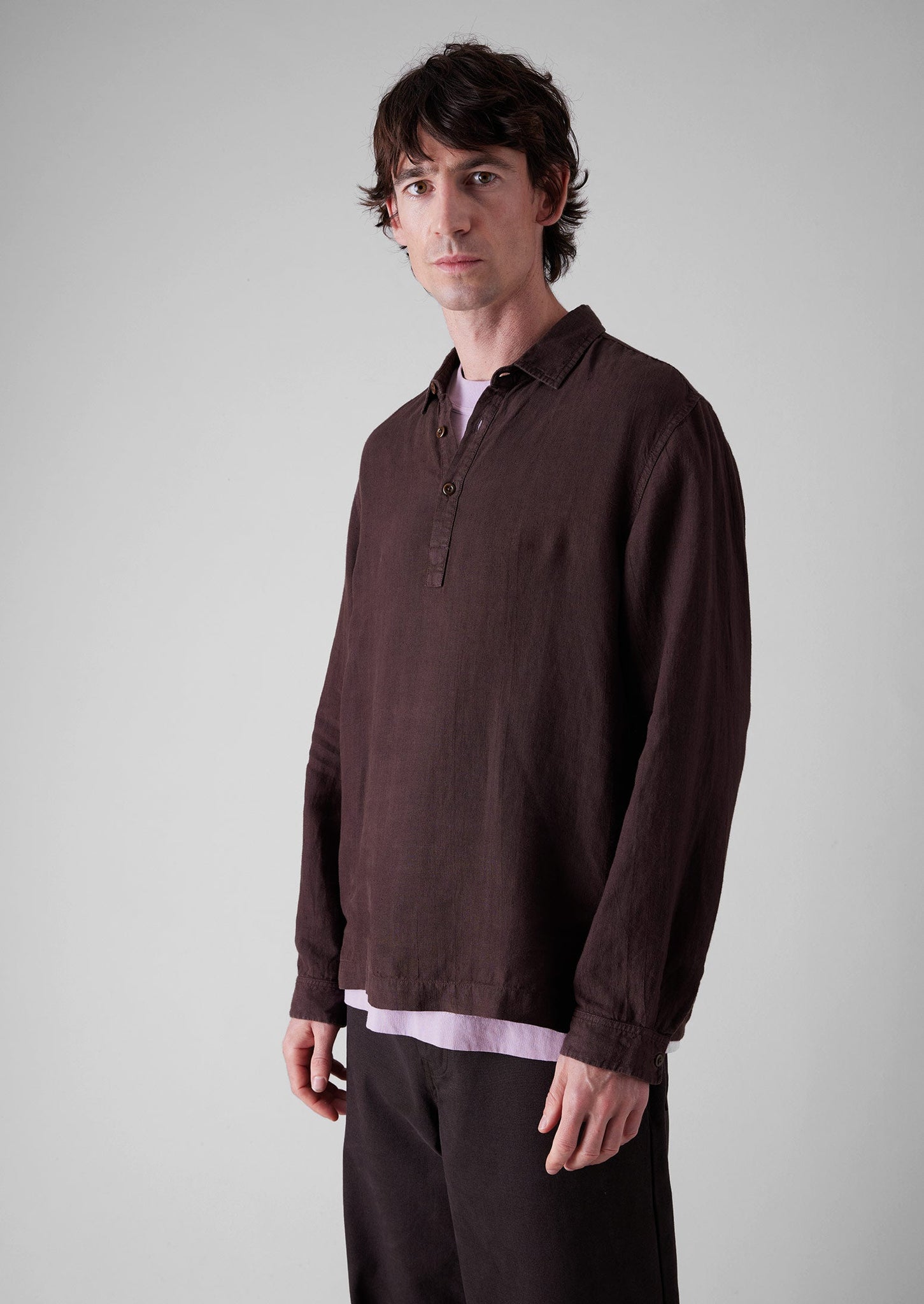 Half Placket Linen Shirt | Rich Earth