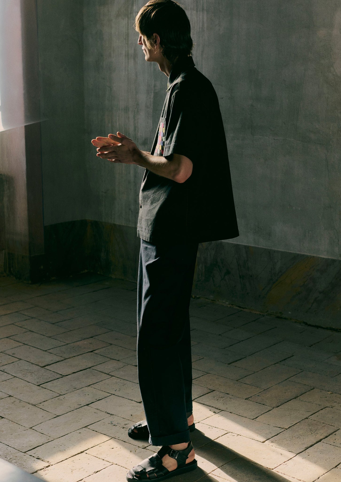 Overdyed Hand Embroidered Shirt | Graphite Multi