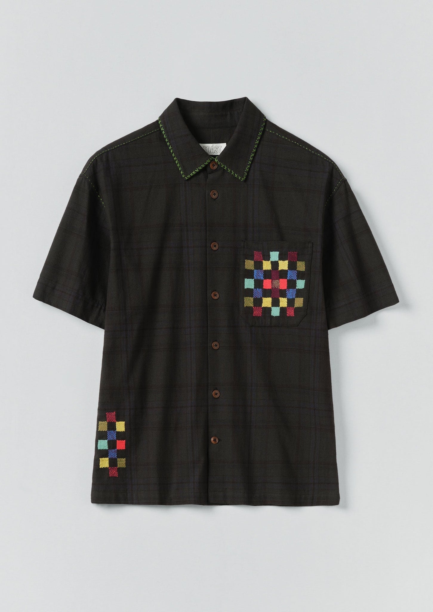 Overdyed Hand Embroidered Shirt | Graphite Multi