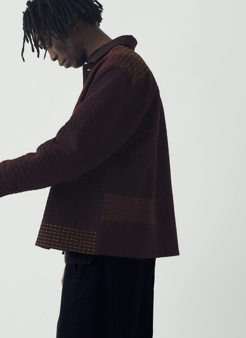 Patchwork Kantha Stitch Shirt | Black Walnut