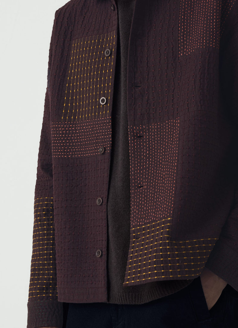Patchwork Kantha Stitch Shirt | Black Walnut