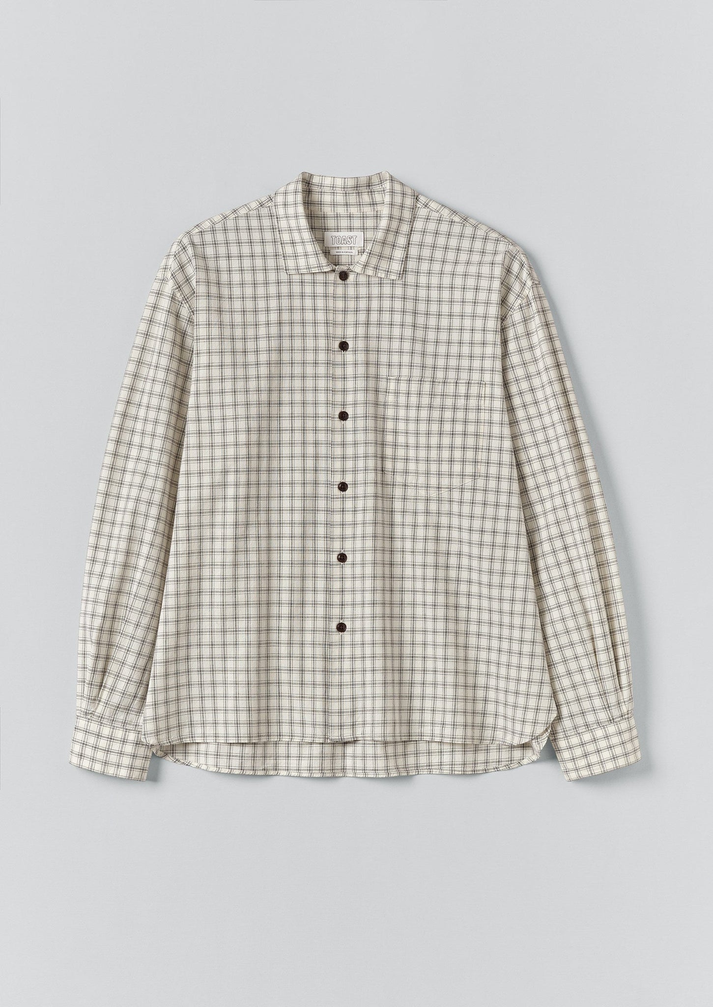 Cotton Window Pane Check Shirt | Ecru/Slate