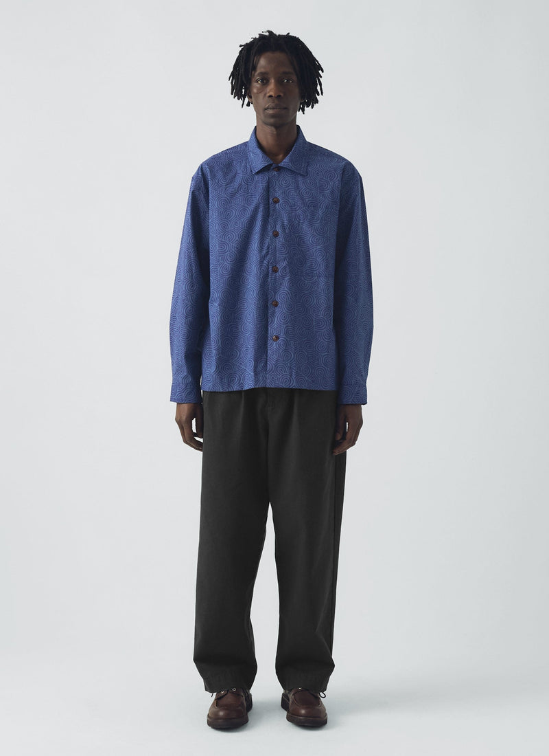 Tile Block Print Shirt | Misty Blue