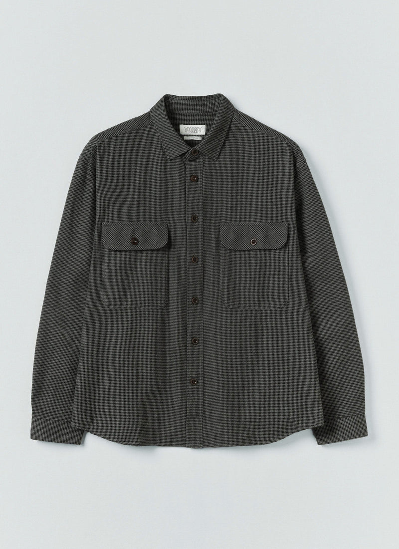 Brushed Cotton Workwear Shirt | Charcoal Grey