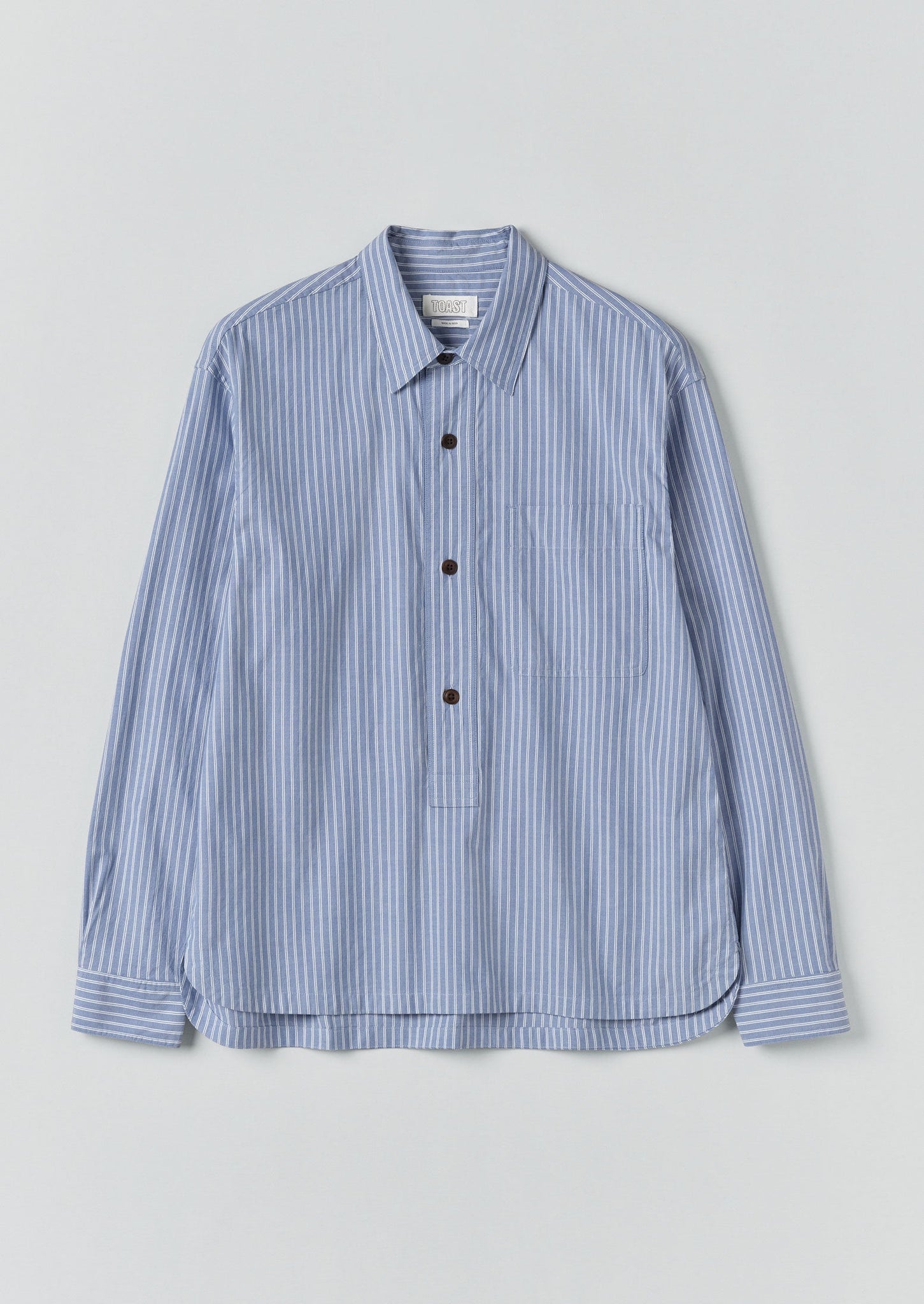 Half Placket Stripe Cotton Shirt | Light Blue
