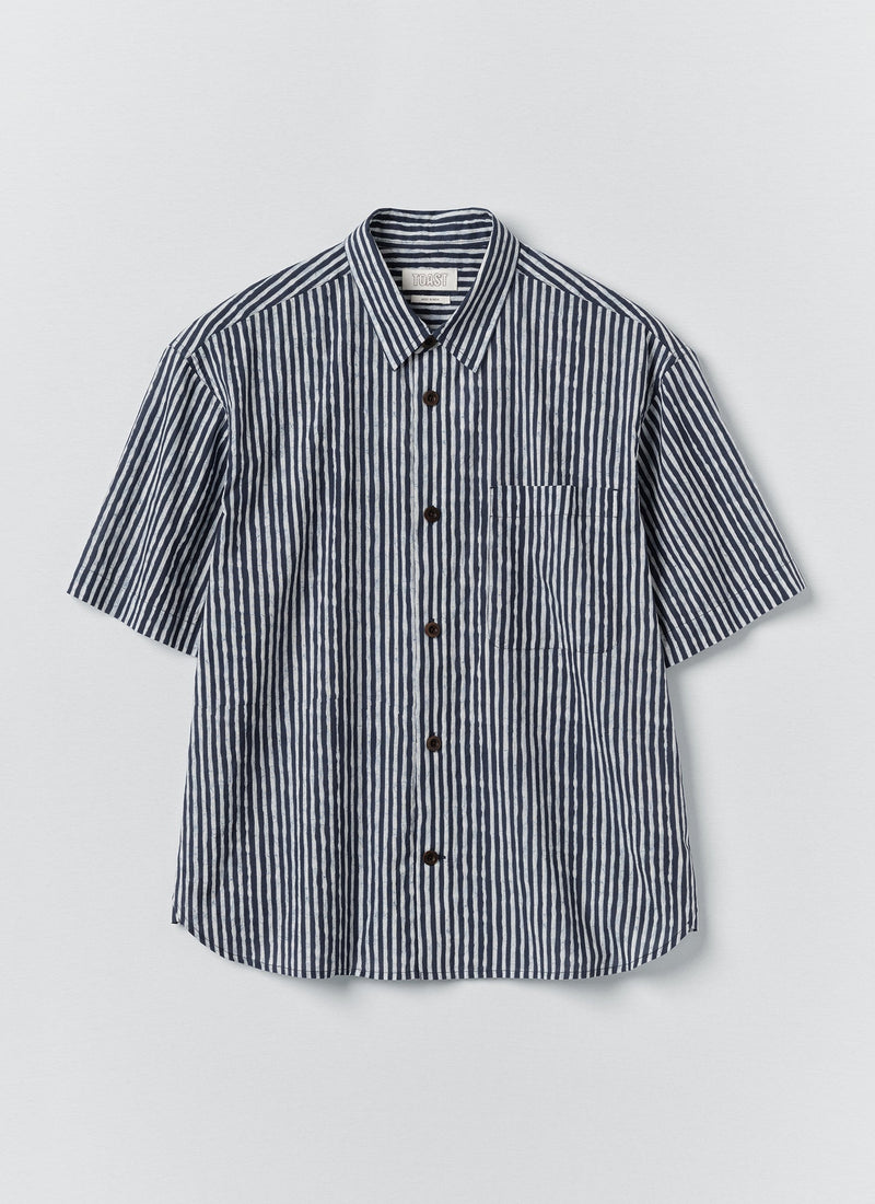 Natural Dye Stripe Cotton Shirt | Indigo
