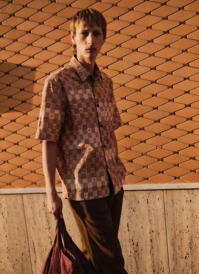 Variegated Block Print Cotton Shirt | Mace