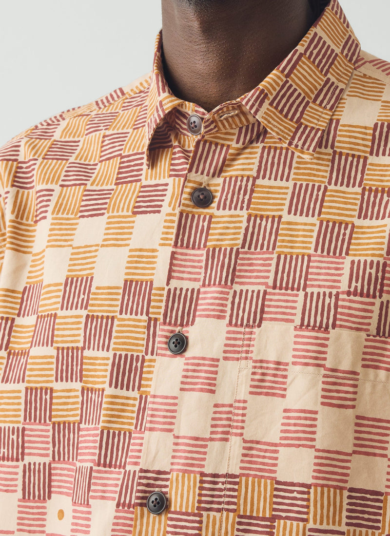 Variegated Block Print Cotton Shirt | Mace