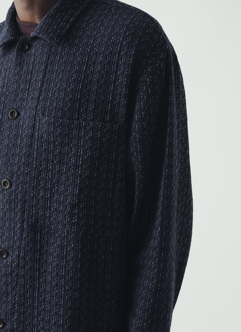 Scatter Stitch Cotton Shirt | Indigo