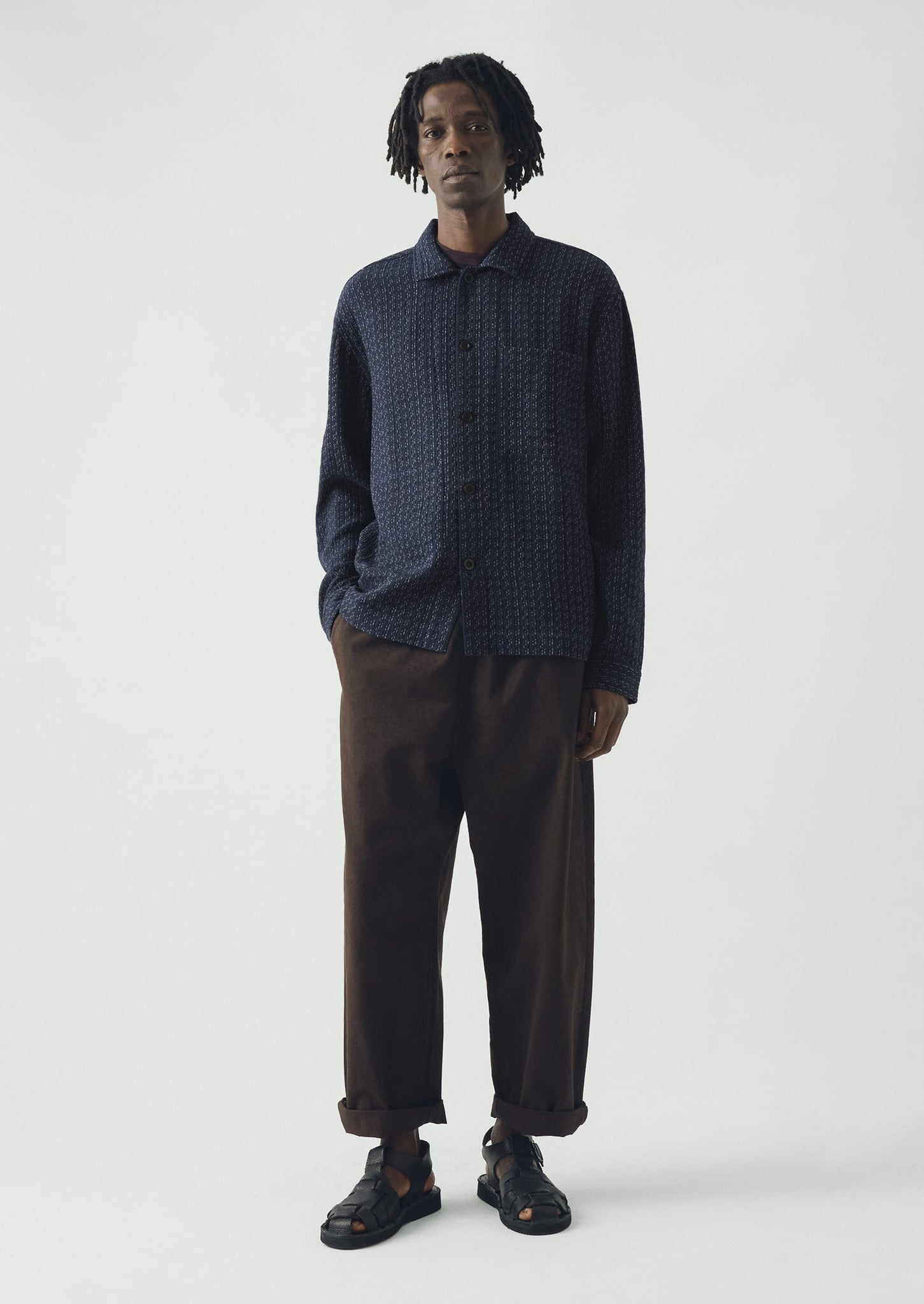 Scatter Stitch Cotton Shirt | Indigo