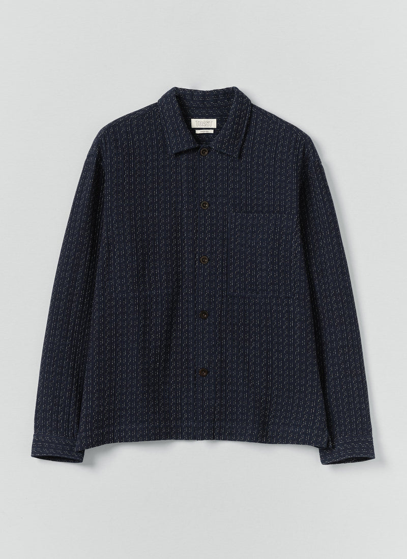 Scatter Stitch Cotton Shirt | Indigo